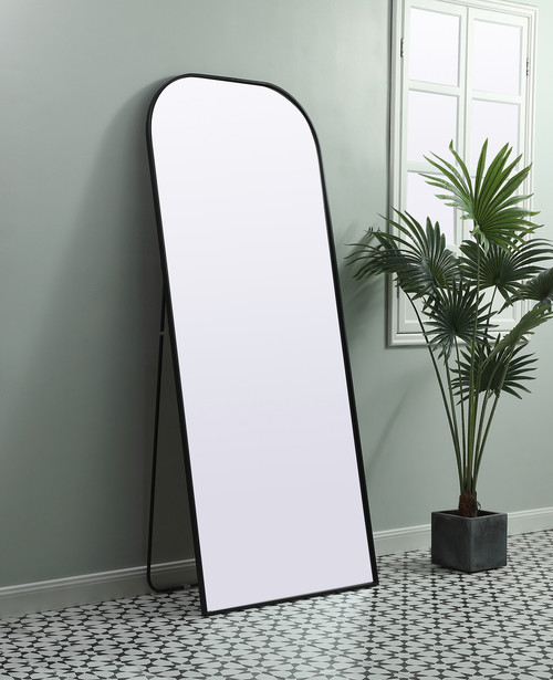 Elegant Decor MR1FL3276BLK Metal Frame Arch Full Length Mirror 32x76 Inch in Black