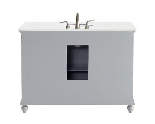 Elegant Kitchen and Bath VF12348GR-VW 48 inch Single Bathroom vanity in Light Grey with ivory white engineered marble