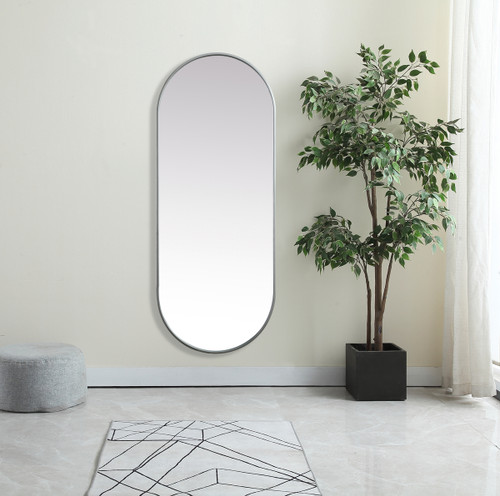 Elegant Decor MR2A2460SIL Metal Frame Oval Mirror 24x60 Inch in Silver