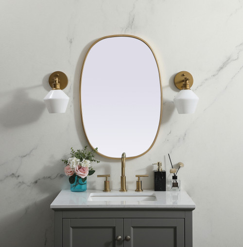 Elegant Decor MR2B2030BRS Metal Frame Oval Mirror 20x30 Inch in Brass