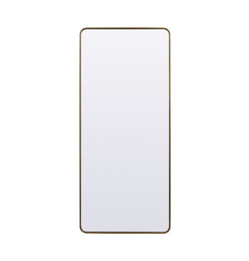 Elegant Decor MR80FL3272BR Soft Corner Metal Rectangle Full Length Mirror 32x72 Inch in Brass