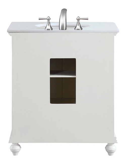 Elegant Kitchen and Bath VF-1023-VW 30 inch Single Bathroom vanity in Antique White with ivory white engineered marble