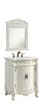 Elegant Kitchen and Bath VF-1008-VW 27 inch Single Bathroom vanity in Antique White with ivory white engineered marble