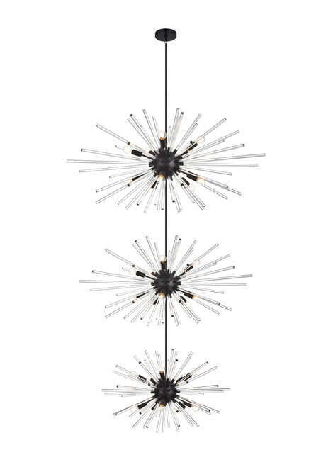 Elegant Lighting 2502G46L3BK Sienna 46 inch three tiers crystal starburst chandelier in black