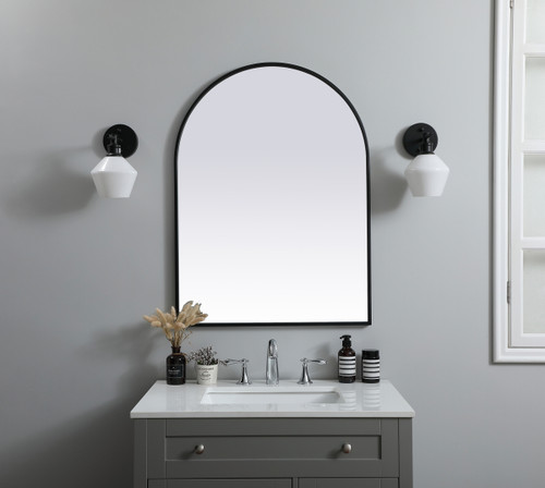 Elegant Decor MR1A2736BLK Metal Frame Arch Mirror 27x36 Inch in Black