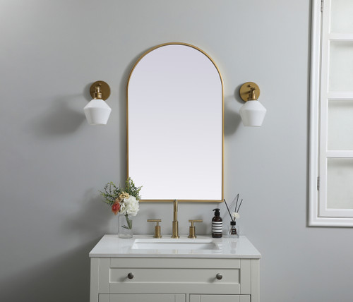 Elegant Decor MR1A2236BRS Metal Frame Arch Mirror 22x36 Inch in Brass