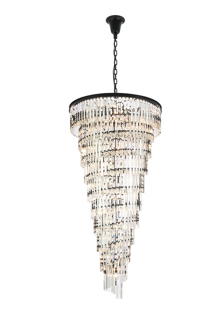 Elegant Lighting 1201SR36MB/RC Sydney 36.5 inch spiral crystal chandelier in matte black