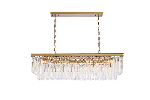 Elegant Lighting 1202D50SG/RC Sydney 50 inch rectangle crystal chandelier in satin gold