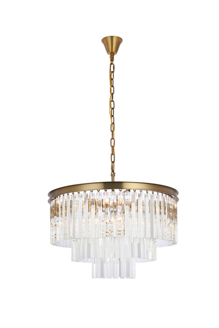 Elegant Lighting 1201D26SG/RC Sydney 26 inch round crystal chandelier in satin gold