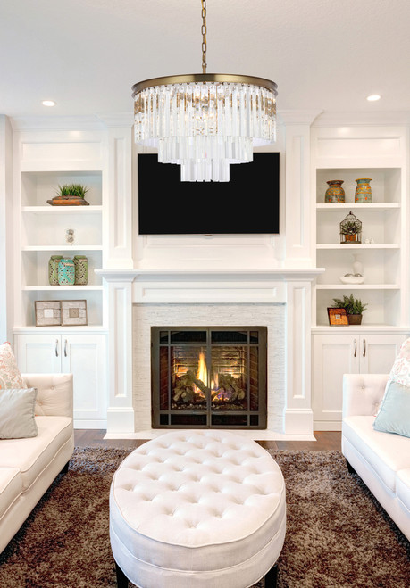 Elegant Lighting 1201D26SG/RC Sydney 26 inch round crystal chandelier in satin gold