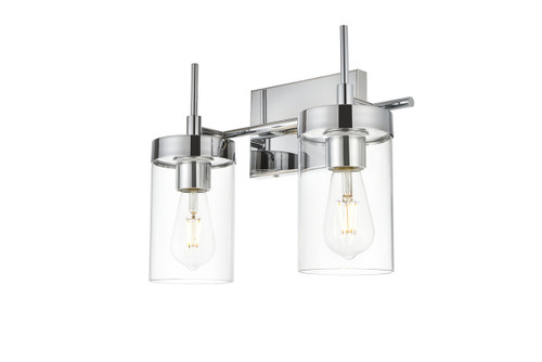 Living District LD7319W14CH Benny 2 light Chrome and Clear Bath Sconce