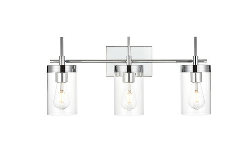 Living District LD7319W24CH Benny 3 light Chrome and Clear Bath Sconce Living District LD7319W24CH Benny 3 light Chrome and Clear Bath Sconce