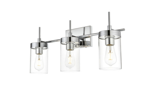 Living District LD7319W24CH Benny 3 light Chrome and Clear Bath Sconce