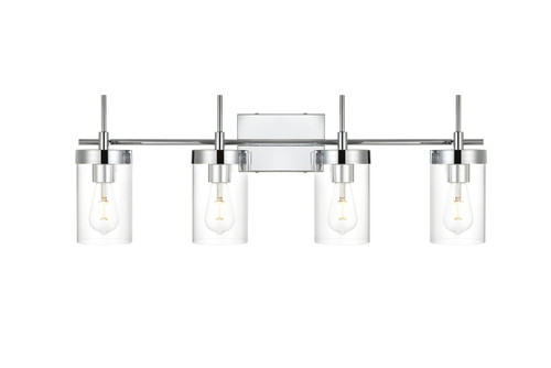 Living District LD7319W32CH Benny 4 light Chrome and Clear Bath Sconce Living District LD7319W32CH Benny 4 light Chrome and Clear Bath Sconce