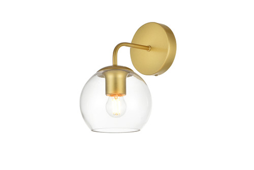 Living District LD7321W6BRA Genesis 1 light Brass and Clear Bath Sconce