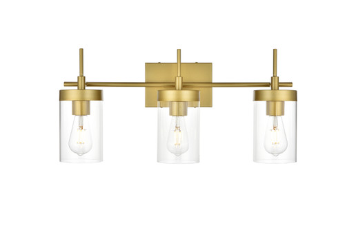 Living District LD7319W24BRA Benny 3 light Brass and Clear Bath Sconce Living District LD7319W24BRA Benny 3 light Brass and Clear Bath Sconce