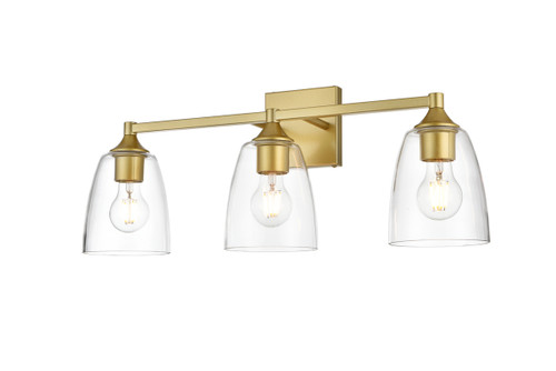 Living District LD7307W24BRA Gianni 3 light Brass and Clear Bath Sconce