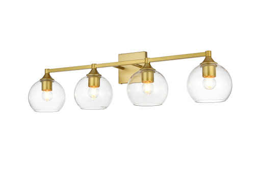 Living District LD7308W33BRA Foster 4 light Brass and Clear Bath Sconce