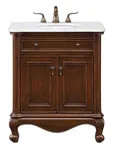Elegant Kitchen and Bath VF-1032-VW 30 inch Single Bathroom vanity in Teak Color with ivory white engineered marble