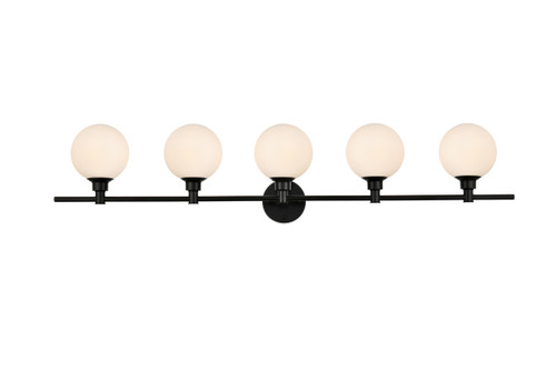 Living District LD7317W47BLK Cordelia 5 light Black and frosted white Bath Sconce
