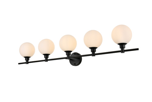 Living District LD7317W47BLK Cordelia 5 light Black and frosted white Bath Sconce