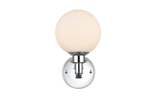 Living District LD7317W6CH Cordelia 1 light Chrome and frosted white Bath Sconce Living District LD7317W6CH Cordelia 1 light Chrome and frosted white Bath Sconce