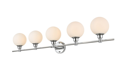 Living District LD7317W47CH Cordelia 5 light Chrome and frosted white Bath Sconce