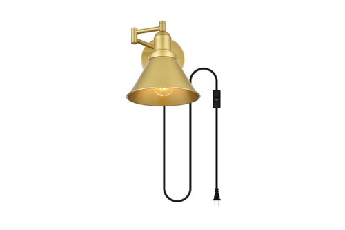 Living District LD7331W7BRA Jair 1 light Brass swing arm plug in wall sconce