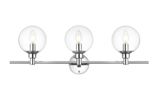 Living District LD7318W28CH Jaelynn 3 light Chrome and Clear Bath Sconce Living District LD7318W28CH Jaelynn 3 light Chrome and Clear Bath Sconce