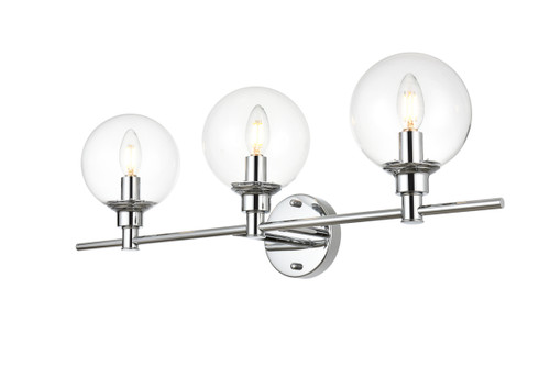 Living District LD7318W28CH Jaelynn 3 light Chrome and Clear Bath Sconce