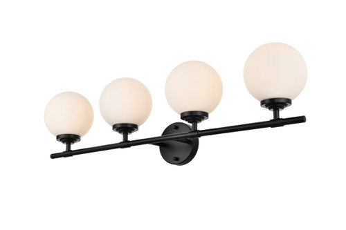 Living District LD7301W33BLK Ansley 4 light Black and frosted white Bath Sconce