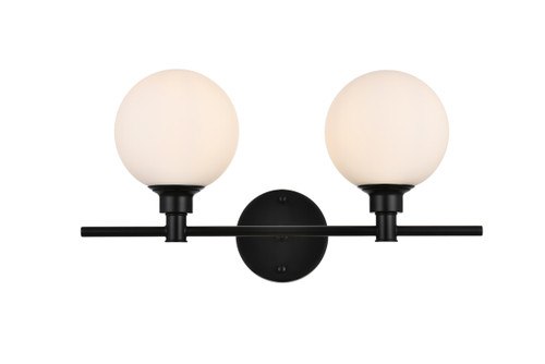 Living District LD7317W19BLK Cordelia 2 light Black and frosted white Bath Sconce Living District LD7317W19BLK Cordelia 2 light Black and frosted white Bath Sconce