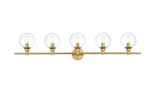 Living District LD7318W47BRA Jaelynn 5 light Brass and Clear Bath Sconce Living District LD7318W47BRA Jaelynn 5 light Brass and Clear Bath Sconce