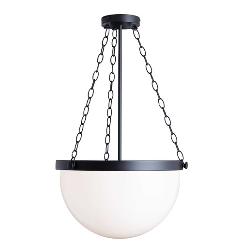 DAINOLITE RHO-151P-MB 1 Light Incandescent Rhonda Pendant Matte Black w/ White Glass