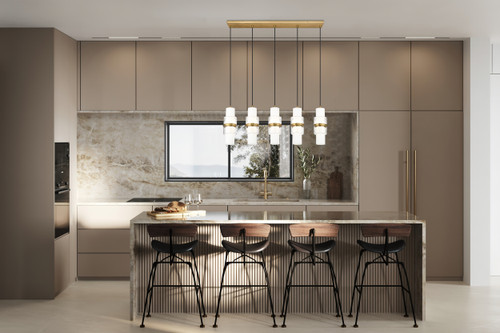 Z-LITE 1946P-5L-MGLD 5 Light Linear Chandelier, Modern Gold