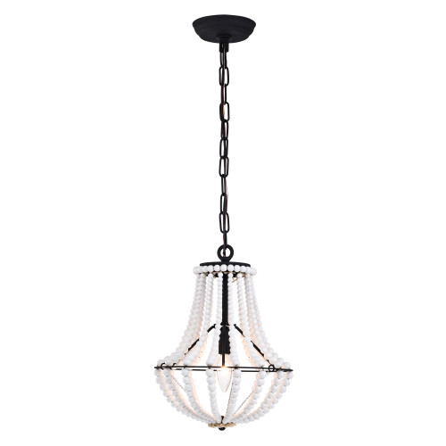 WAREHOUSE OF TIFFANY'S IMP848A/1 Rosa 11 in. 1-Light Indoor Gloss White and Black Finish Pendant with Light Kit