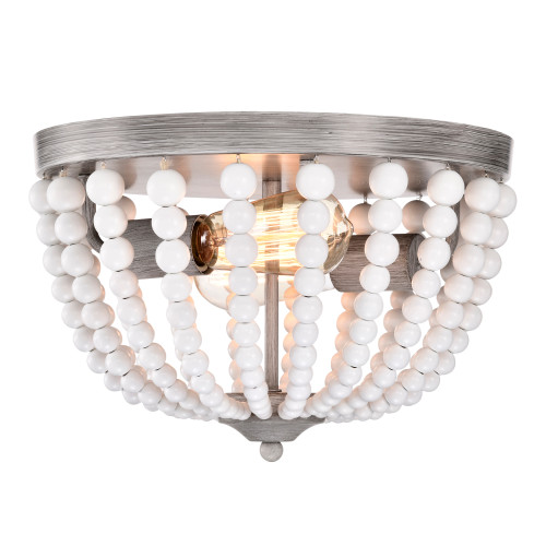 WAREHOUSE OF TIFFANY'S IMC831A/2 Monic 13 in. 2-Light Indoor Grey Faux Wood Grain and Gloss White Finish Flush Mount Ceiling Light with Light Kit WAREHOUSE OF TIFFANY'S IMC831A/2 Monic 13 in. 2-Light Indoor Grey Faux Wood Grain and Gloss White Finish Flush Mount Ceiling Light with Light Kit