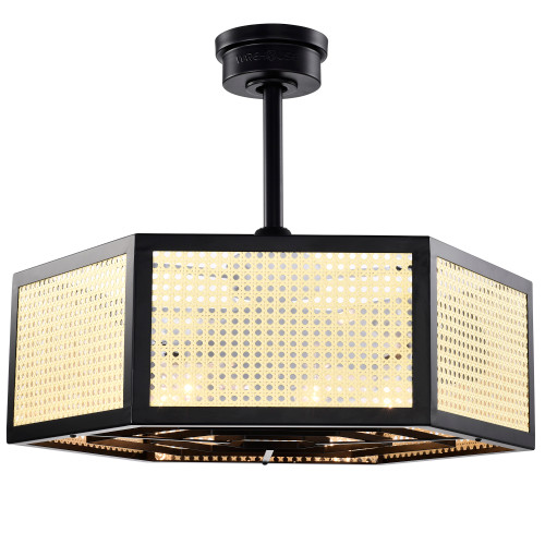 WAREHOUSE OF TIFFANY'S DY03Y03MB Neira 27 in. 6-Light Indoor Matte Black and Woven Rattan Finish Ceiling Fan with Light Kit WAREHOUSE OF TIFFANY'S DY03Y03MB Neira 27 in. 6-Light Indoor Matte Black and Woven Rattan Finish Ceiling Fan with Light Kit