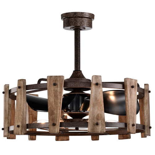 WAREHOUSE OF TIFFANY'S DY13Y13IW Woody 25 in. 6-Light Indoor Rustic Copper Finish Ceiling Fan with Light Kit