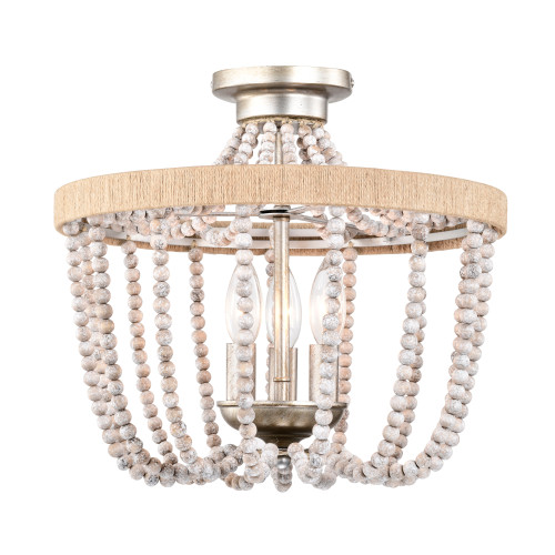 WAREHOUSE OF TIFFANY'S IMC841/3 Marena 15 in. 3-Light Indoor Antique Silver Finish Flush Mount Ceiling Light with Light Kit