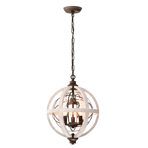 WAREHOUSE OF TIFFANY'S IMP865/3 Reenie 14 in. 3-Light Indoor Rustic Brown and Weathered White Finish Chandelier with Light Kit