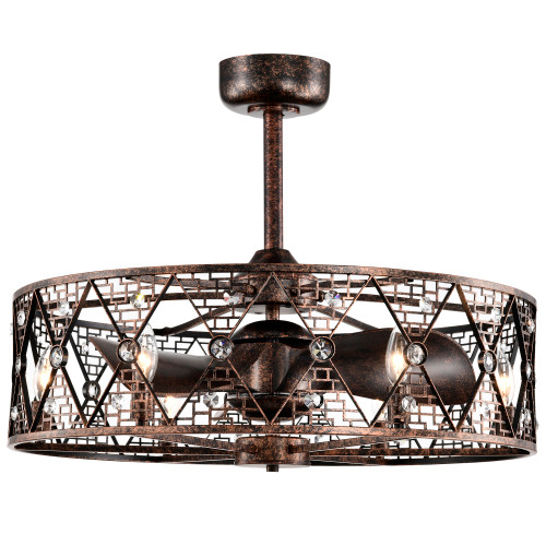 WAREHOUSE OF TIFFANY DW01W60AC Cree 28 in. 6-Light Indoor Oil-Rubbed Bronze Finish Ceiling Fan with Light Kit