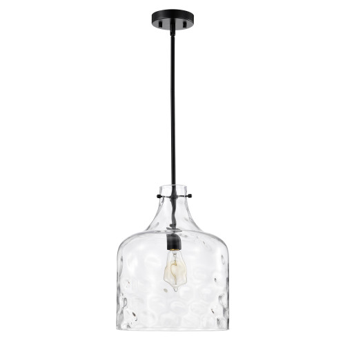 WAREHOUSE OF TIFFANY'S MDG40602/1BK Daelan 12 in. 1-Light Indoor Matte Black Finish Pendant Light with Light Kit
