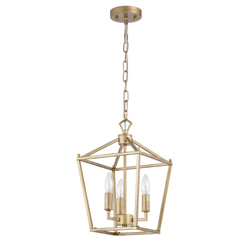 WAREHOUSE OF TIFFANY'S MDG40600A/3BA Buelex 10 in. 3-Light Indoor Satin Gold Finish Chandelier with Light Kit