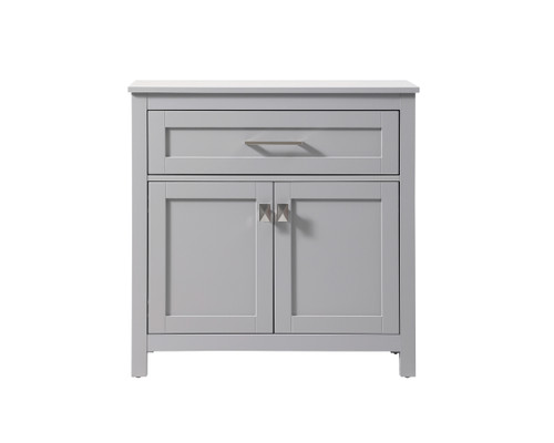ELEGANT KITCHEN AND BATH SC013030GR 30 Inch Wide Bathroom Storage Freestanding Cabinet In Grey ELEGANT KITCHEN AND BATH SC013030GR 30 Inch Wide Bathroom Storage Freestanding Cabinet In Grey
