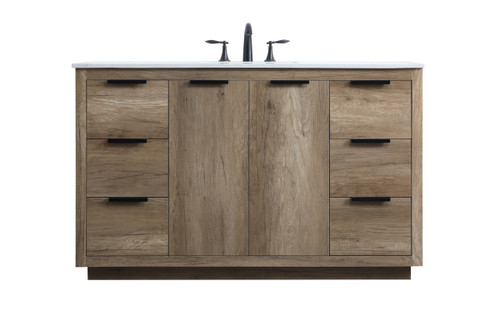 ELEGANT KITCHEN AND BATH VF19454NT 54 Inch SIngle Bathroom Vanity In Natural Oak ELEGANT KITCHEN AND BATH VF19454NT 54 Inch SIngle Bathroom Vanity In Natural Oak