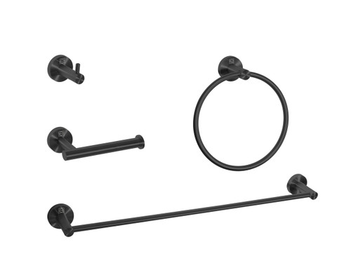 ELEGANT KITCHEN AND BATH HWB-11S4MBK Freya 4-Piece Bathroom Hardware Set in Matte Black ELEGANT KITCHEN AND BATH HWB-11S4MBK Freya 4-Piece Bathroom Hardware Set in Matte Black