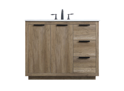 ELEGANT KITCHEN AND BATH VF19442NT 42 Inch SIngle Bathroom Vanity In Natural Oak ELEGANT KITCHEN AND BATH VF19442NT 42 Inch SIngle Bathroom Vanity In Natural Oak