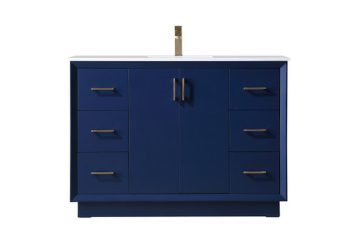 ELEGANT KITCHEN AND BATH VF19648BL 48 Inch SIngle Bathroom Vanity In Blue ELEGANT KITCHEN AND BATH VF19648BL 48 Inch SIngle Bathroom Vanity In Blue