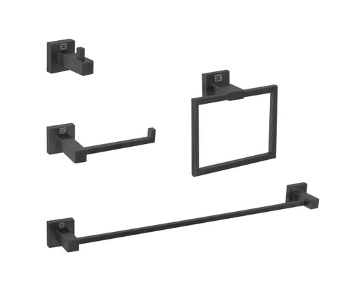 ELEGANT KITCHEN AND BATH HWB-12S4MBK Isla 4-Piece Bathroom Hardware Set in Matte Black